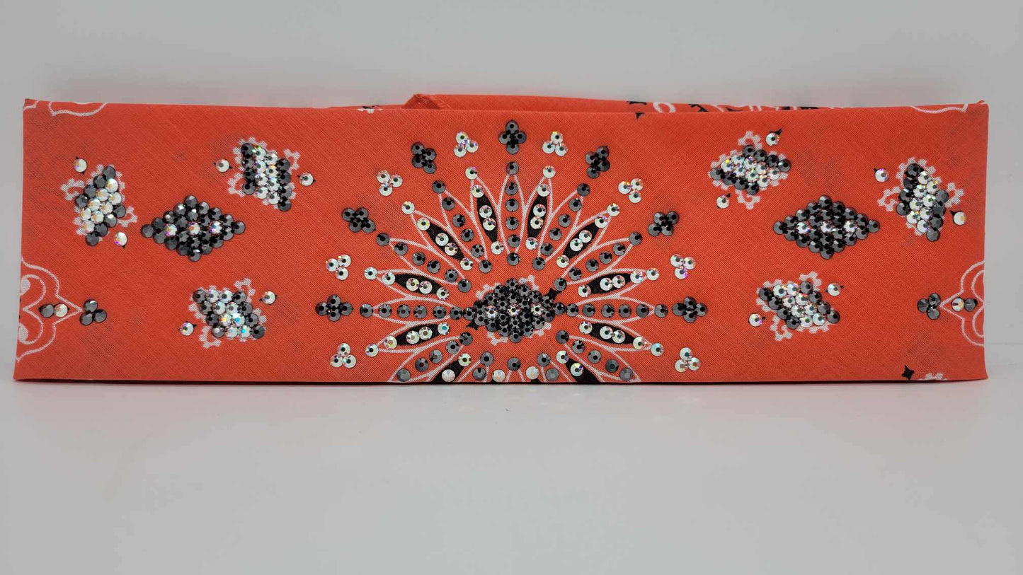 LeeAnnette Salmon Paisley with Black and Aurora Borealis Austrian Crystals (Sku4946)