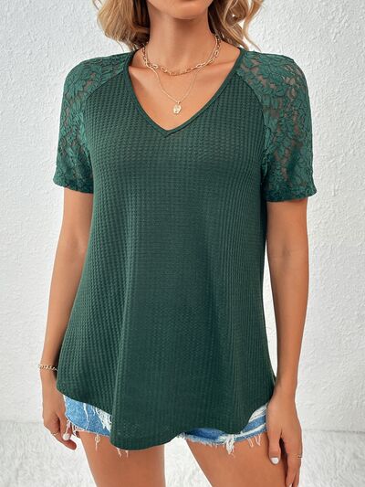 Rally Lace Detail V-Neck Short Sleeve T-Shirt