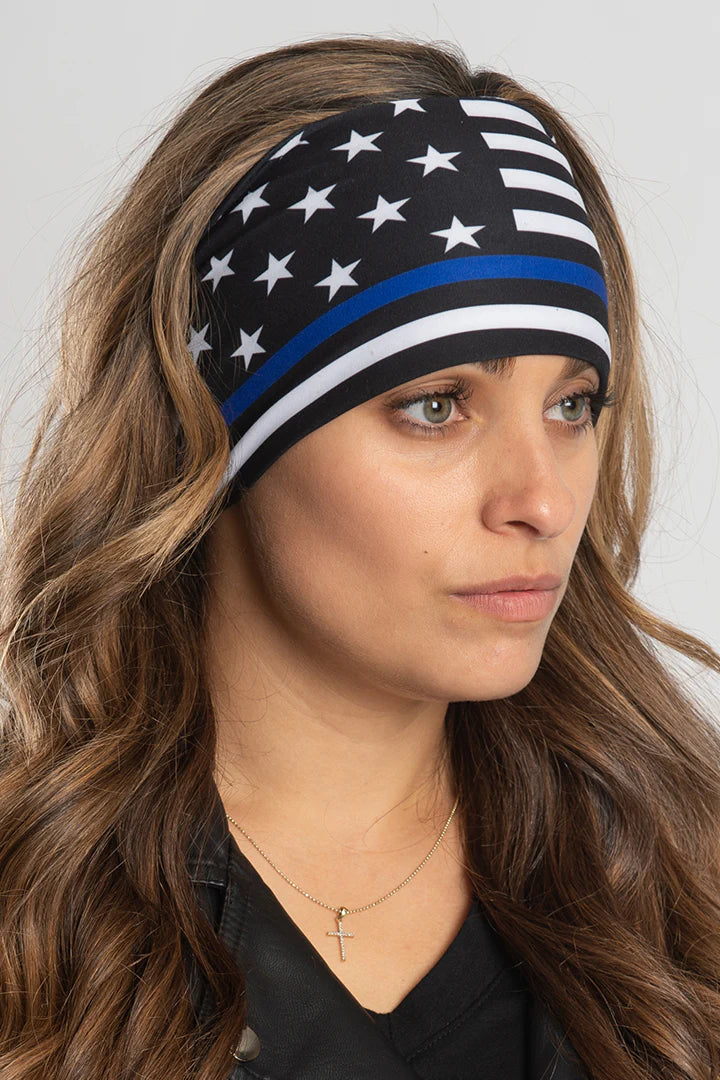 Stretchy Headband Thin Blue Line (Sku5449)