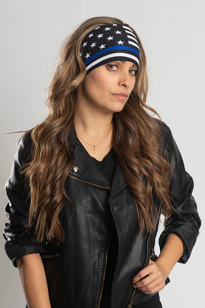 Stretchy Headband Thin Blue Line (Sku5449)