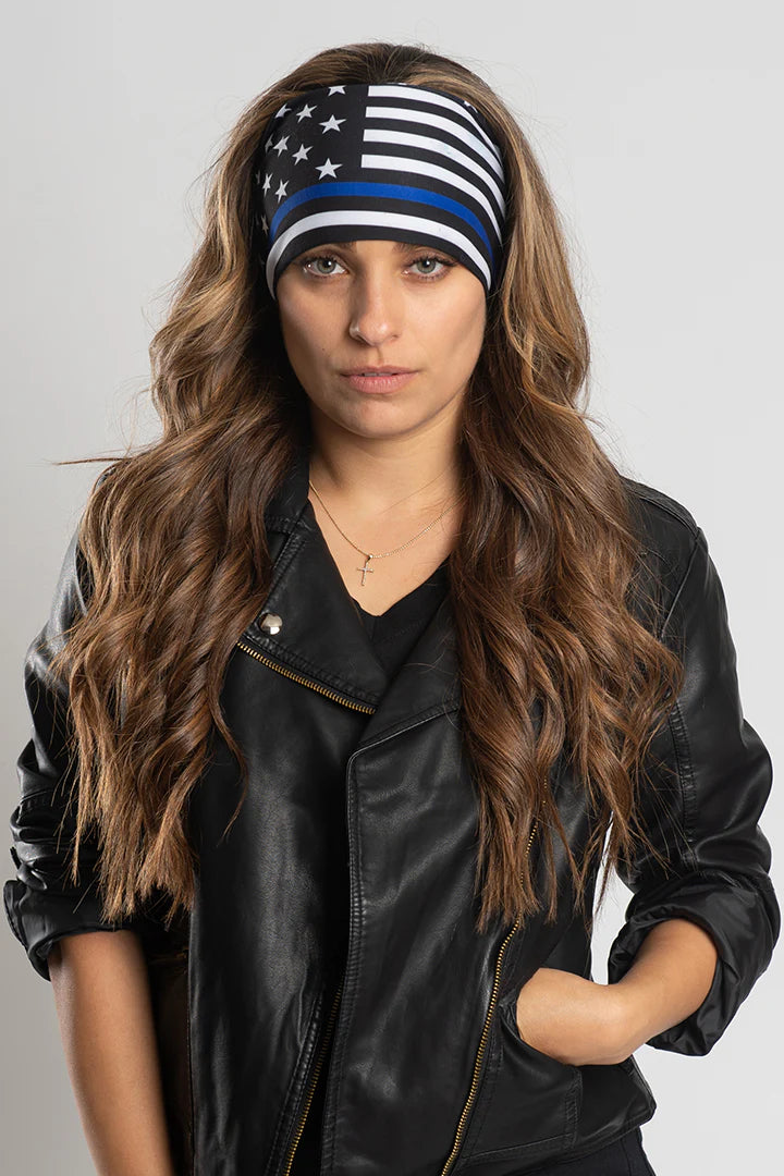 Stretchy Headband Thin Blue Line (Sku5449)