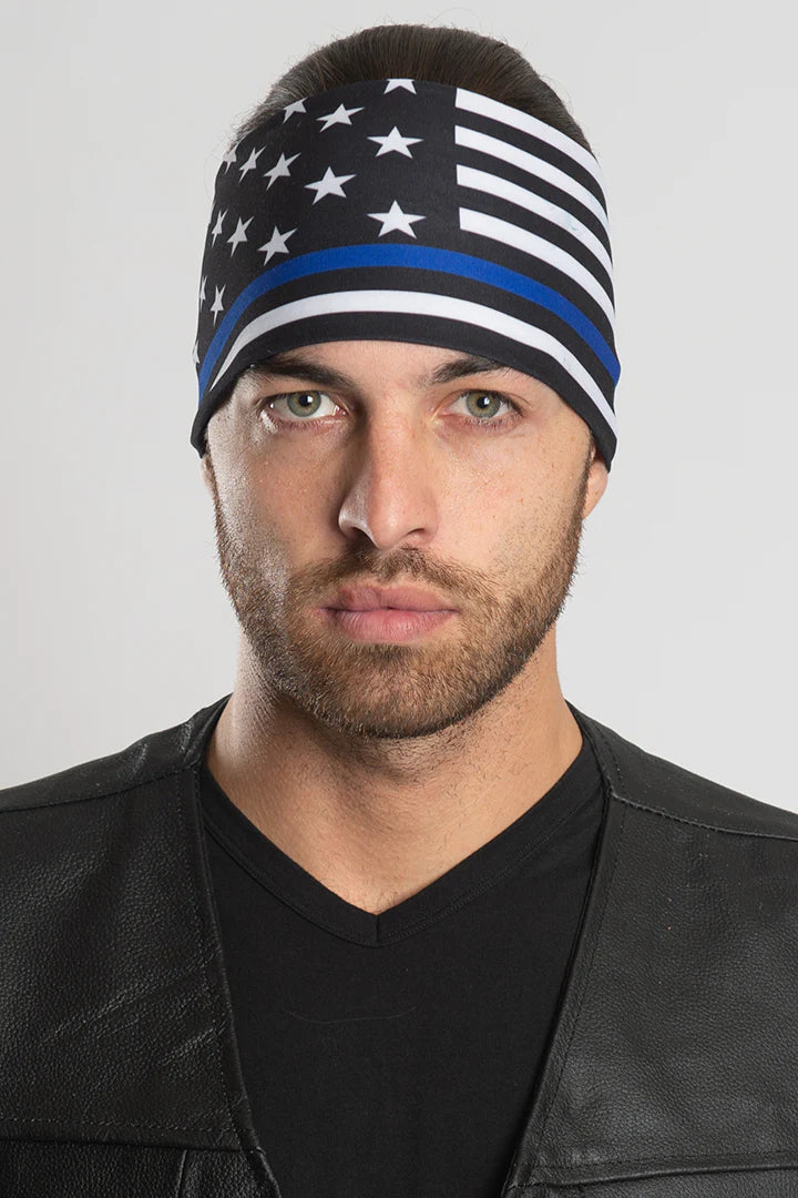 Stretchy Headband Thin Blue Line (Sku5449)