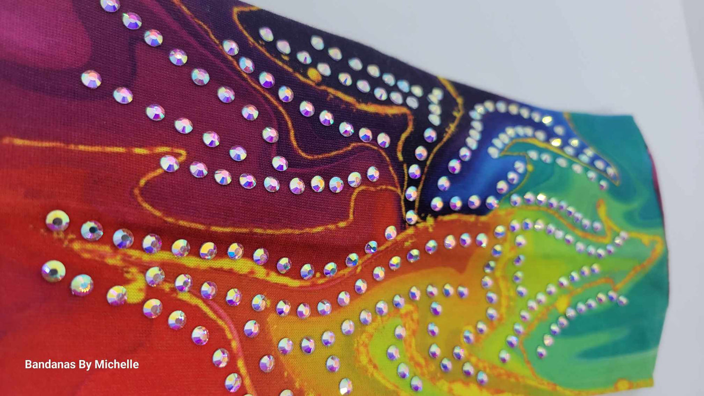Stretchy Headband Paint Spill With Aurora Borealis Crystals (Sku5383)