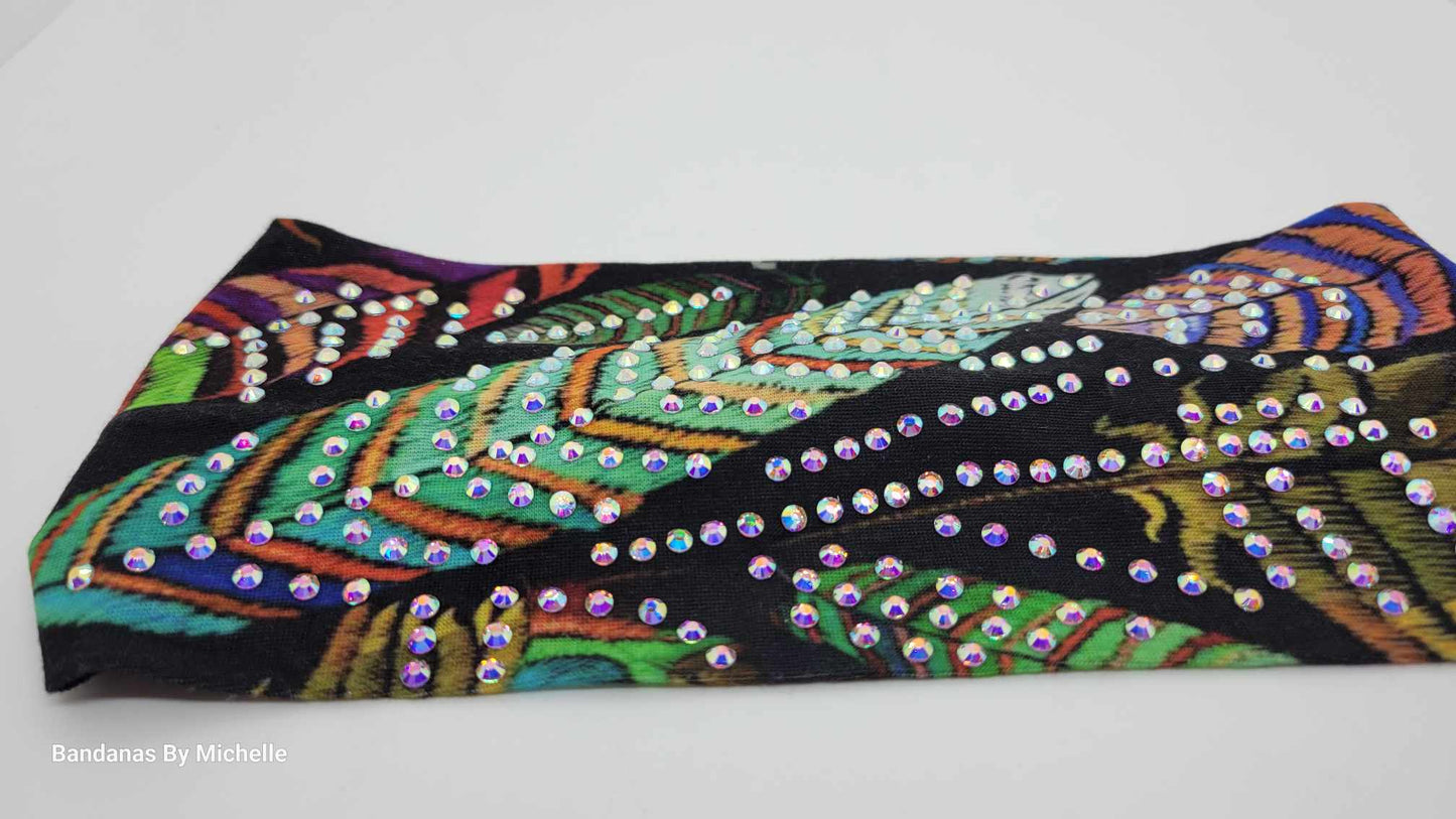 Stretchy Headband Feather With Aurora Borealis Crystals (Sku5384)