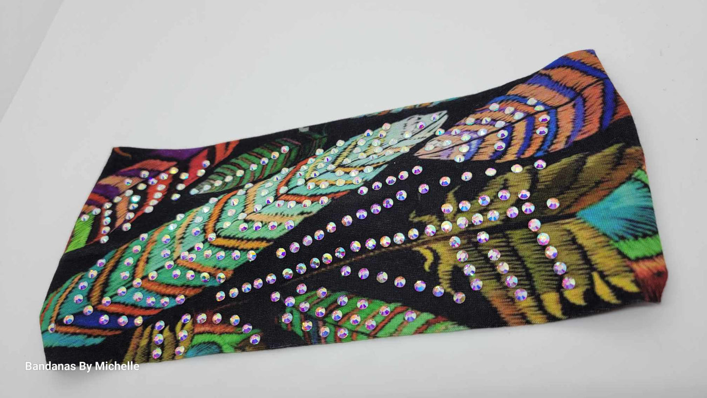 Stretchy Headband Feather With Aurora Borealis Crystals (Sku5384)