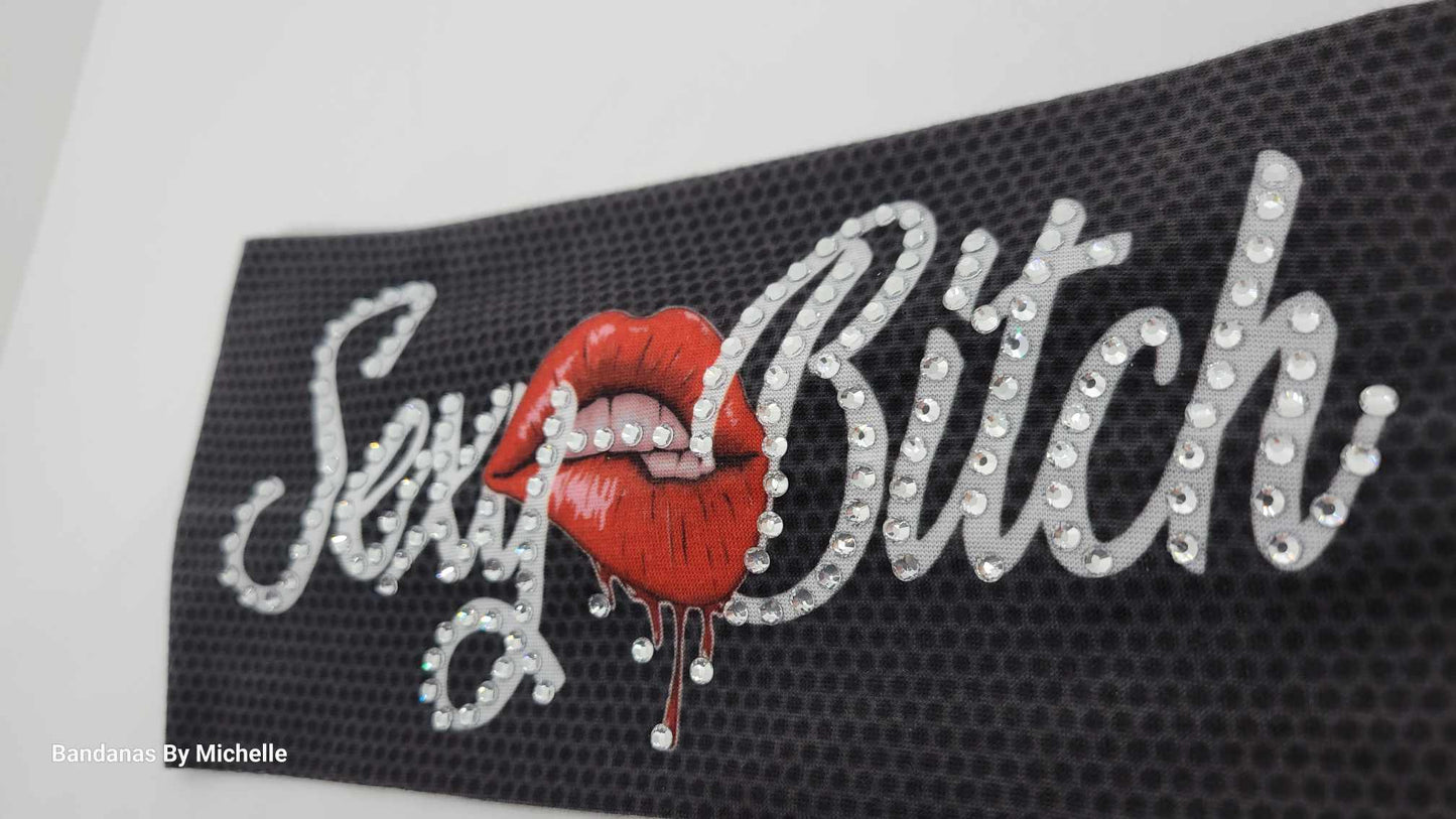 Stretchy Headband Sexy B***h With Diamond Clear Crystals (Sku5396)