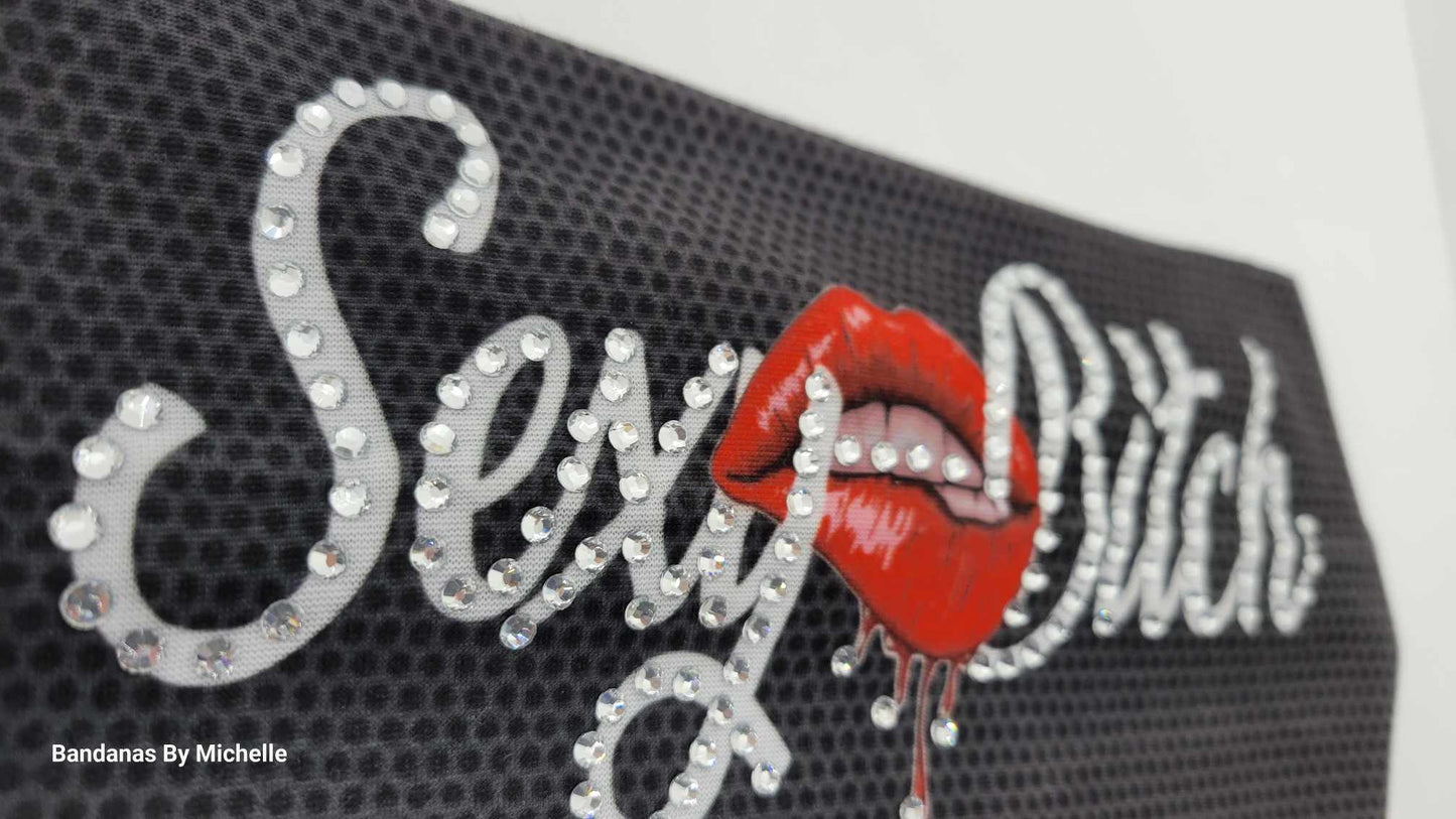 Stretchy Headband Sexy B***h With Diamond Clear Crystals (Sku5396)