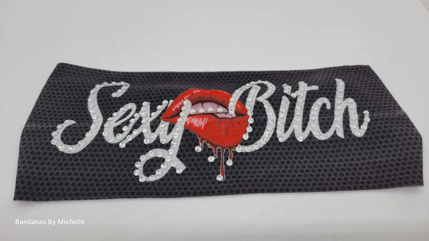 Stretchy Headband Sexy B***h With Diamond Clear Crystals (Sku5396)