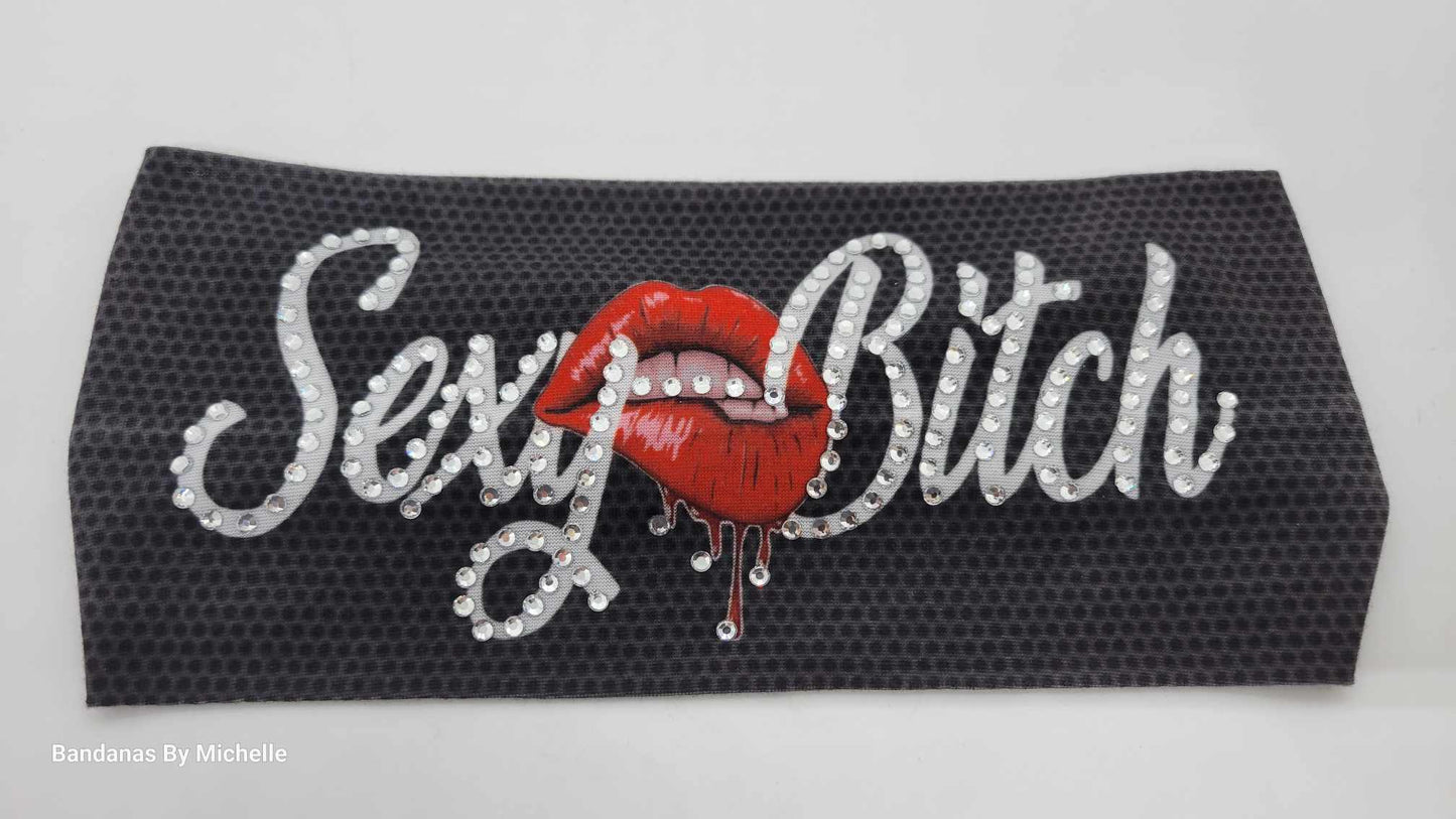 Stretchy Headband Sexy B***h With Diamond Clear Crystals (Sku5396)