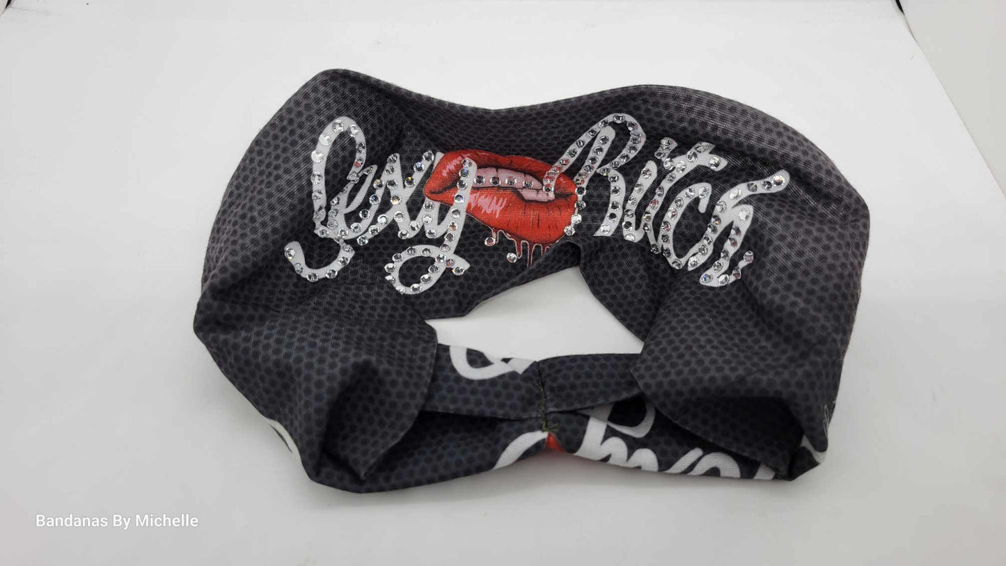 Stretchy Headband Sexy B***h With Diamond Clear Crystals (Sku5396)