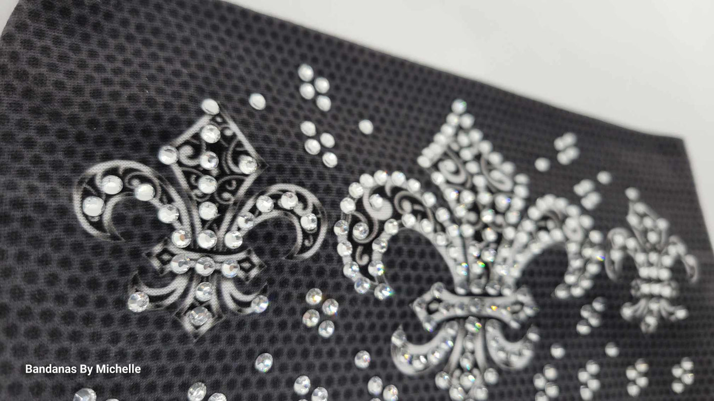 Stretchy Headband fleur-de-lis With Diamond Clear Crystals (Sku5397)