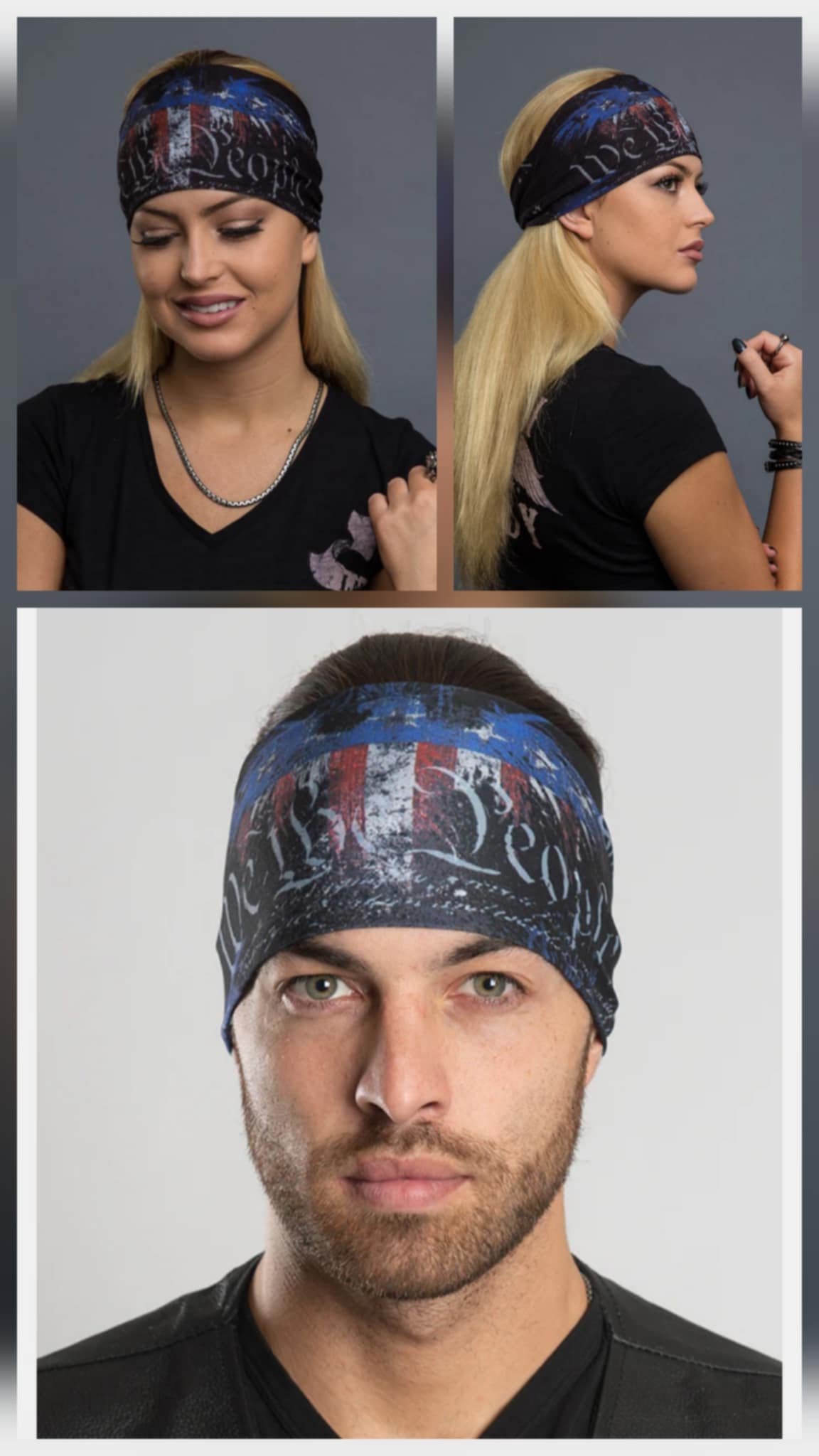 Stretchy Headband We The People Eagle Reversible (Sku5400)