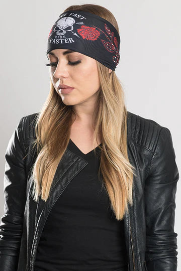 Stretchy Headband Live Fast, Ride Faster with Gemstone (Sku5434)