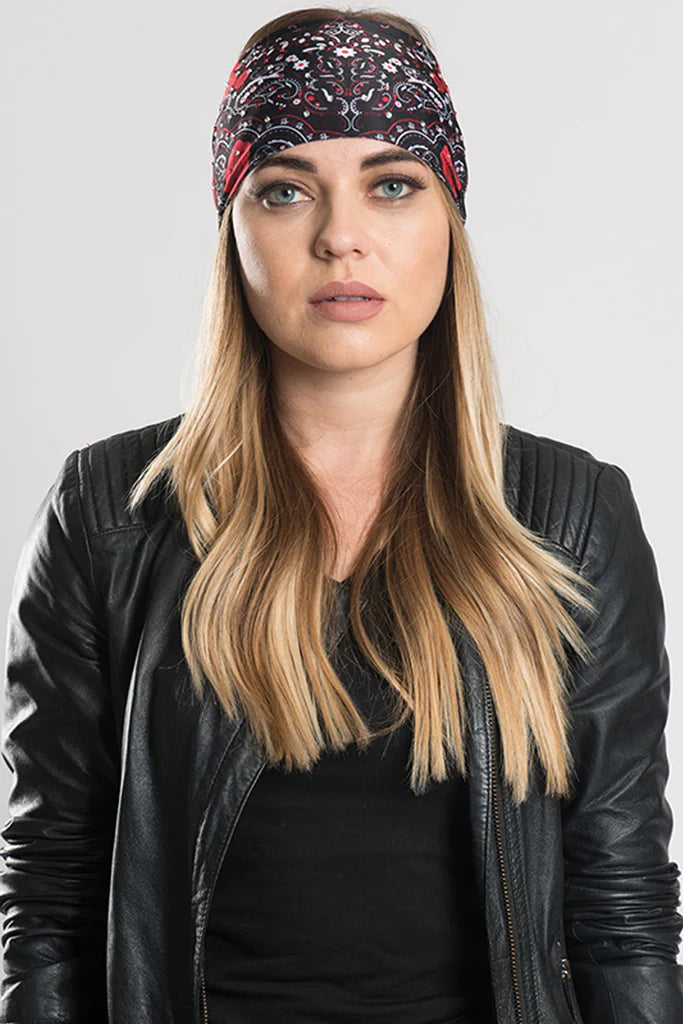 Stretchy Headband Rose Paisley with Gemstone (Sku5427)