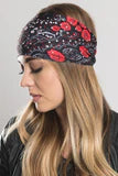 Stretchy Headband Rose Paisley with Gemstone (Sku5427)