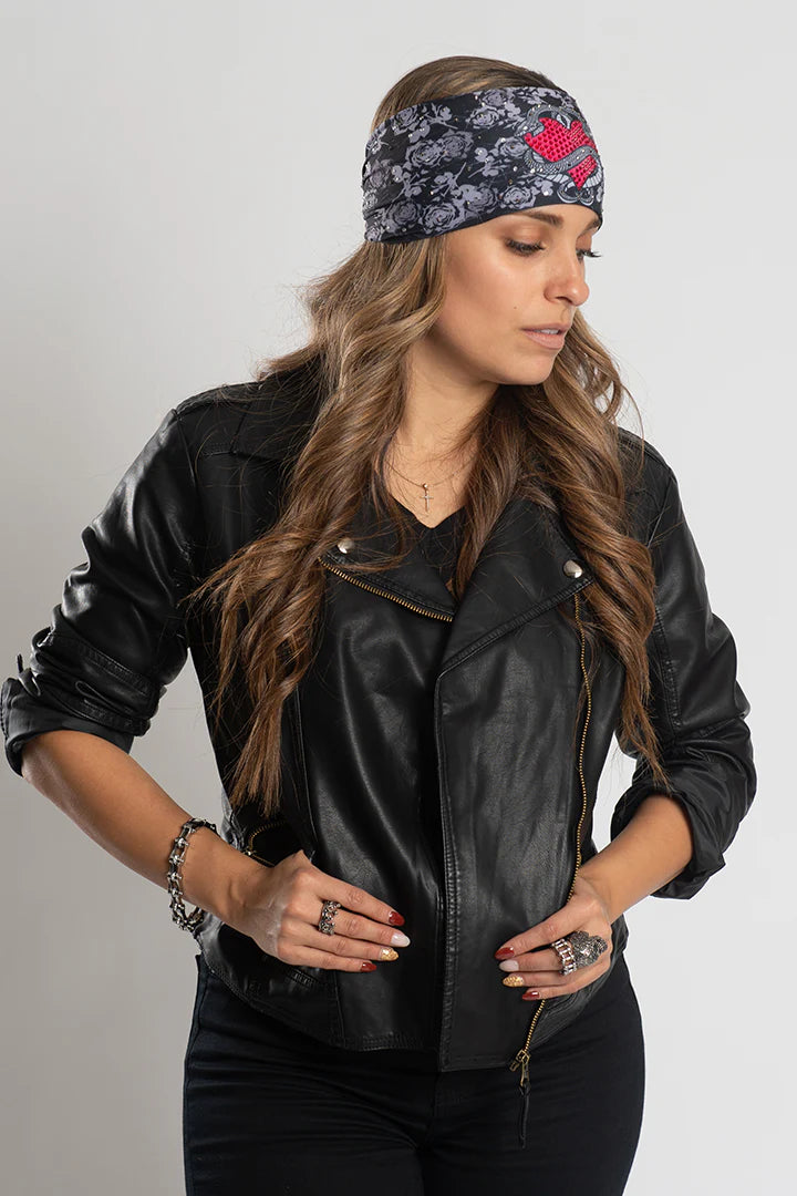 Stretchy Headband Serpents and Hearts with Gemstone (Sku5431)