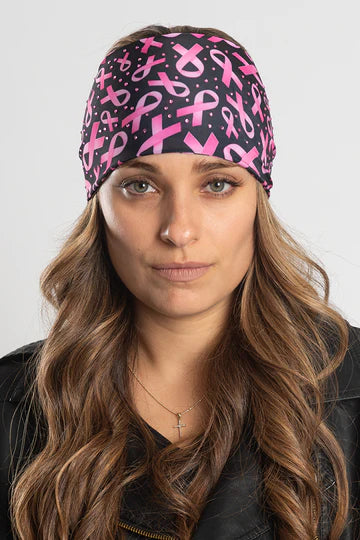 Stretchy Headband Pink Ribbon with Gemstone (Sku5437)