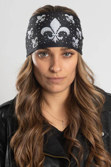 Stretchy Headband Fleur-de-Lis with Gemstone (Sku5433)