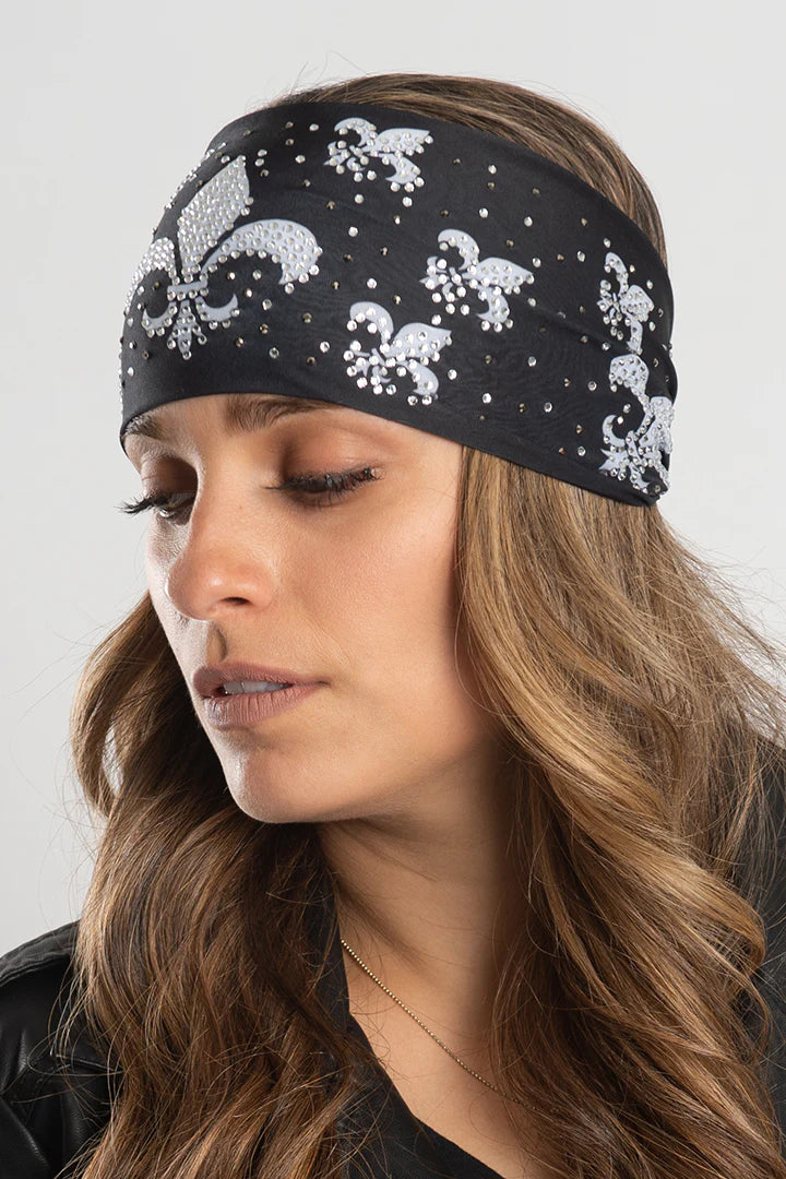 Stretchy Headband Fleur-de-Lis with Gemstone (Sku5433)
