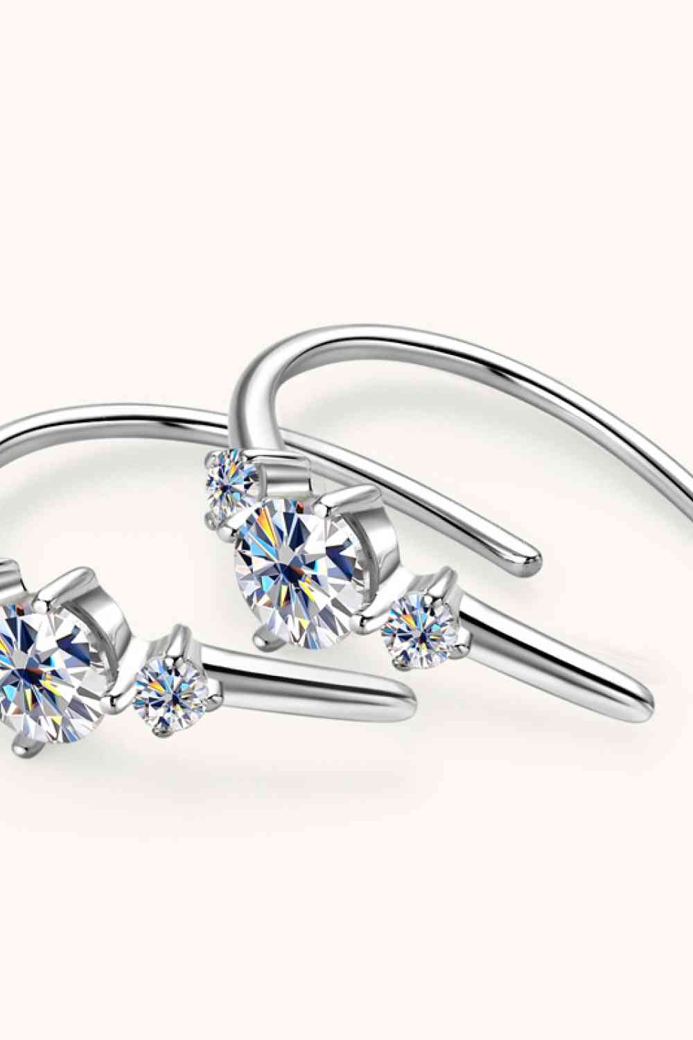 Mini Slider Moissanite 925 Sterling Silver or Gold Earrings Rally