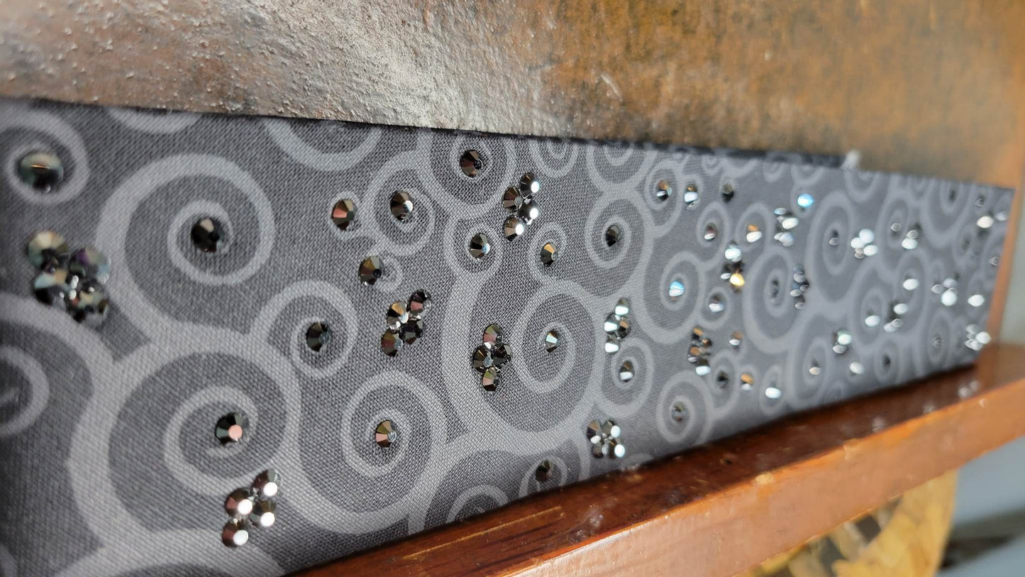Narrow Black and Grey Scrolls with Black Austrian Crystals (Sku6085)
