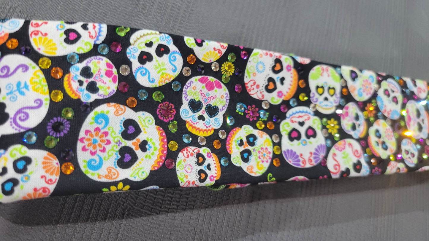 Narrow Baby Skulls Bandana with Multiple Colors of Austrian Crystals (Sku6089)