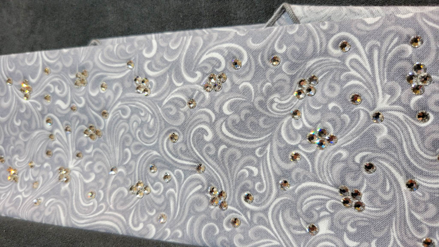 Grey Scroll Bandana with Diamond Clear Austrian Crystals (Sku6094)