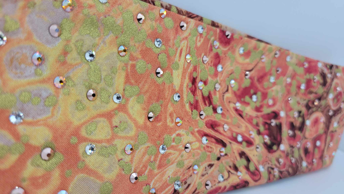 Orange and Brown Drops with Sun Shimmer, Rose Gold and Diamond Clear Austrian Crystals (Sku6122)