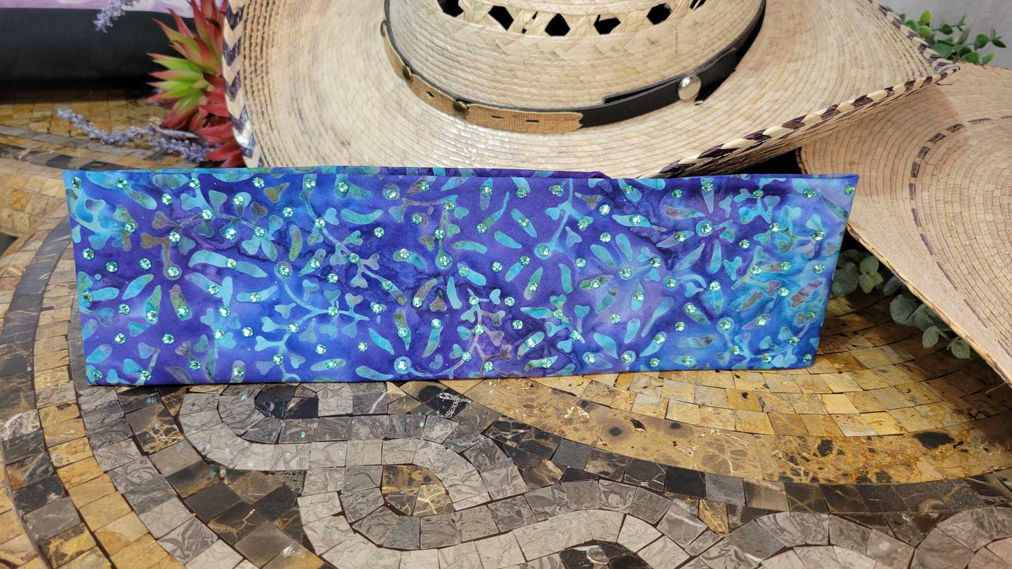 Blue and Purple Seaweed Bandana with Caribbean Sea Austrian Crystals (Sku6130)