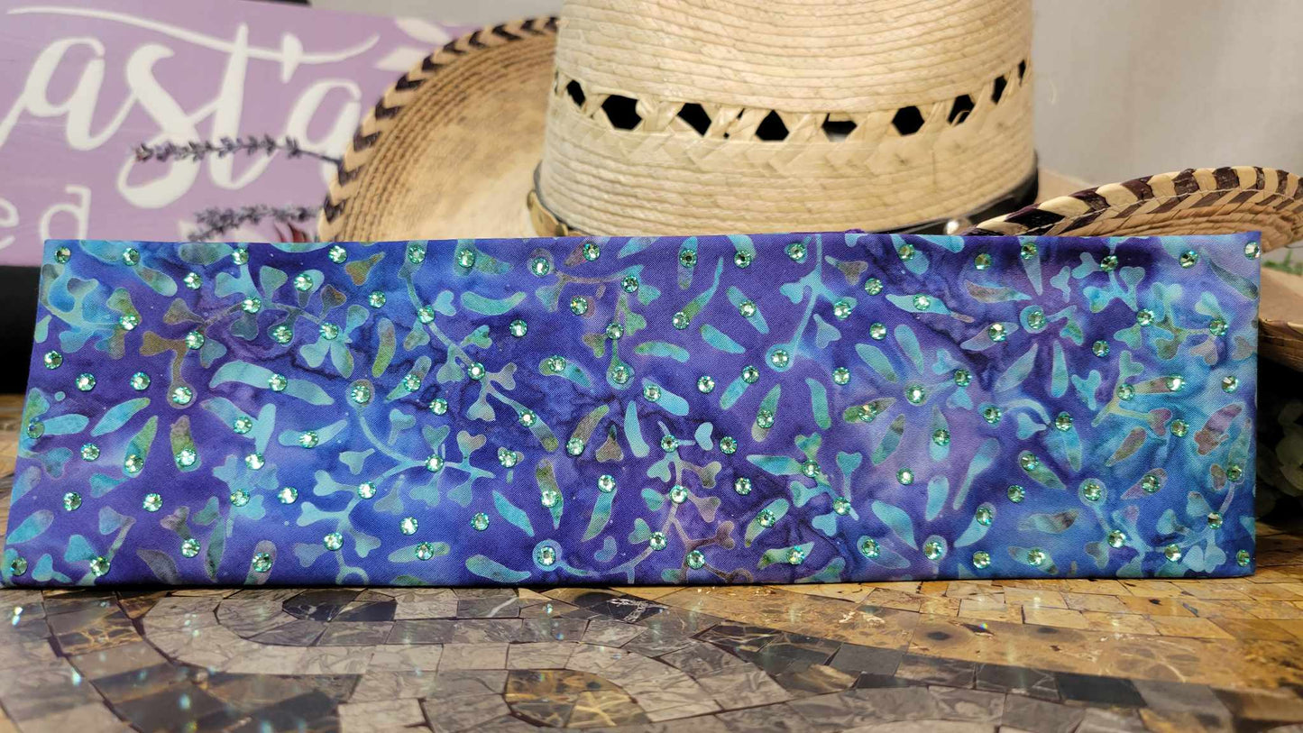 Blue and Purple Seaweed Bandana with Caribbean Sea Austrian Crystals (Sku6130)