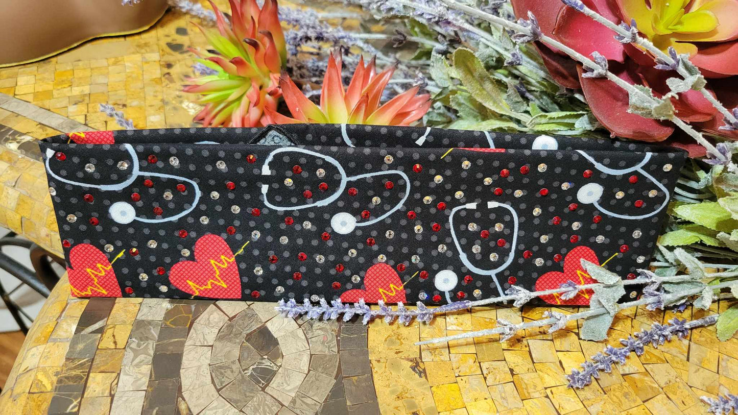 Stethoscopes and Hearts with Red and Diamond Clear Austrian Crystals (sku6137)