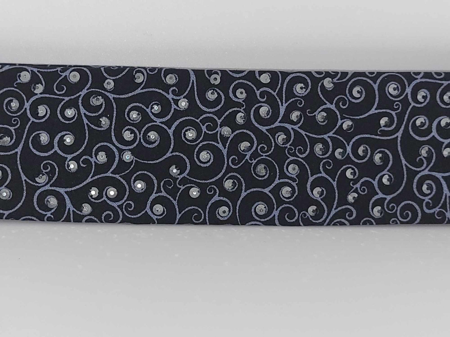 Narrow Scrolls on Black Bandana with Black Austrian Crystals (Sku6139)