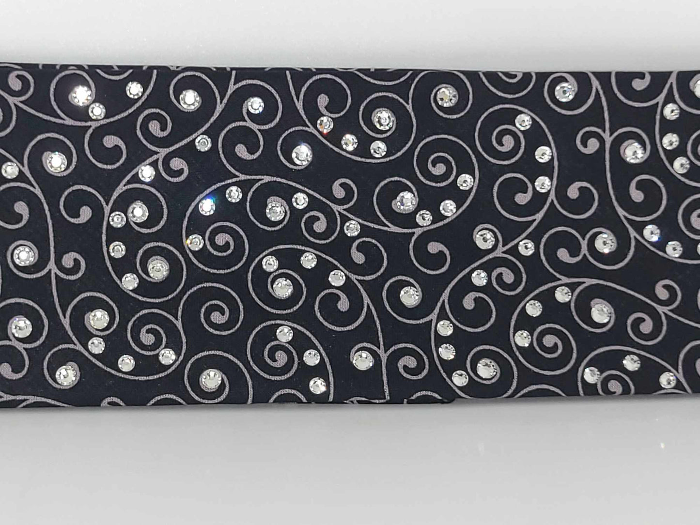 Scrolls on Black Bandana with Diamond Clear Austrian Crystals (sku6140)