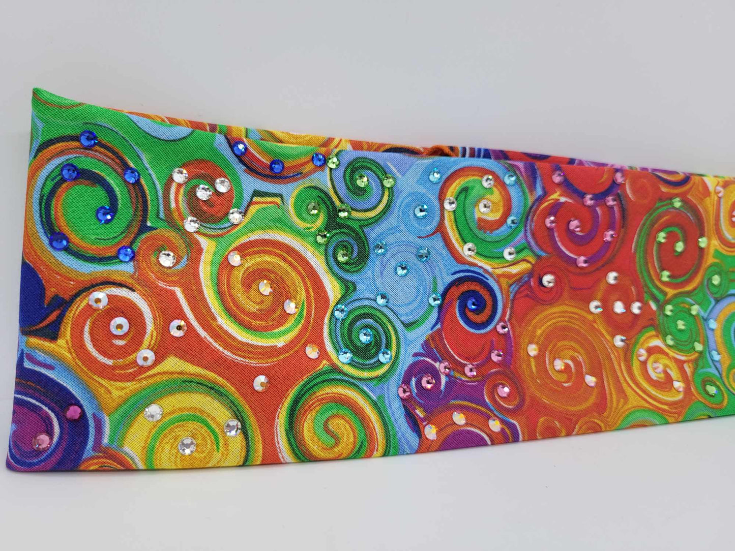Colorful Scrolls Bandana with Multiple Colors of Austrian Crystals (Sku6148)