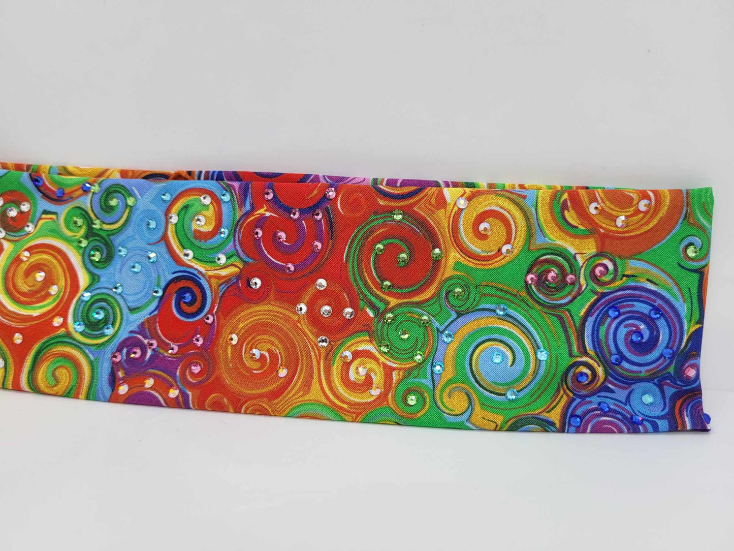 Colorful Scrolls Bandana with Multiple Colors of Austrian Crystals (Sku6148)
