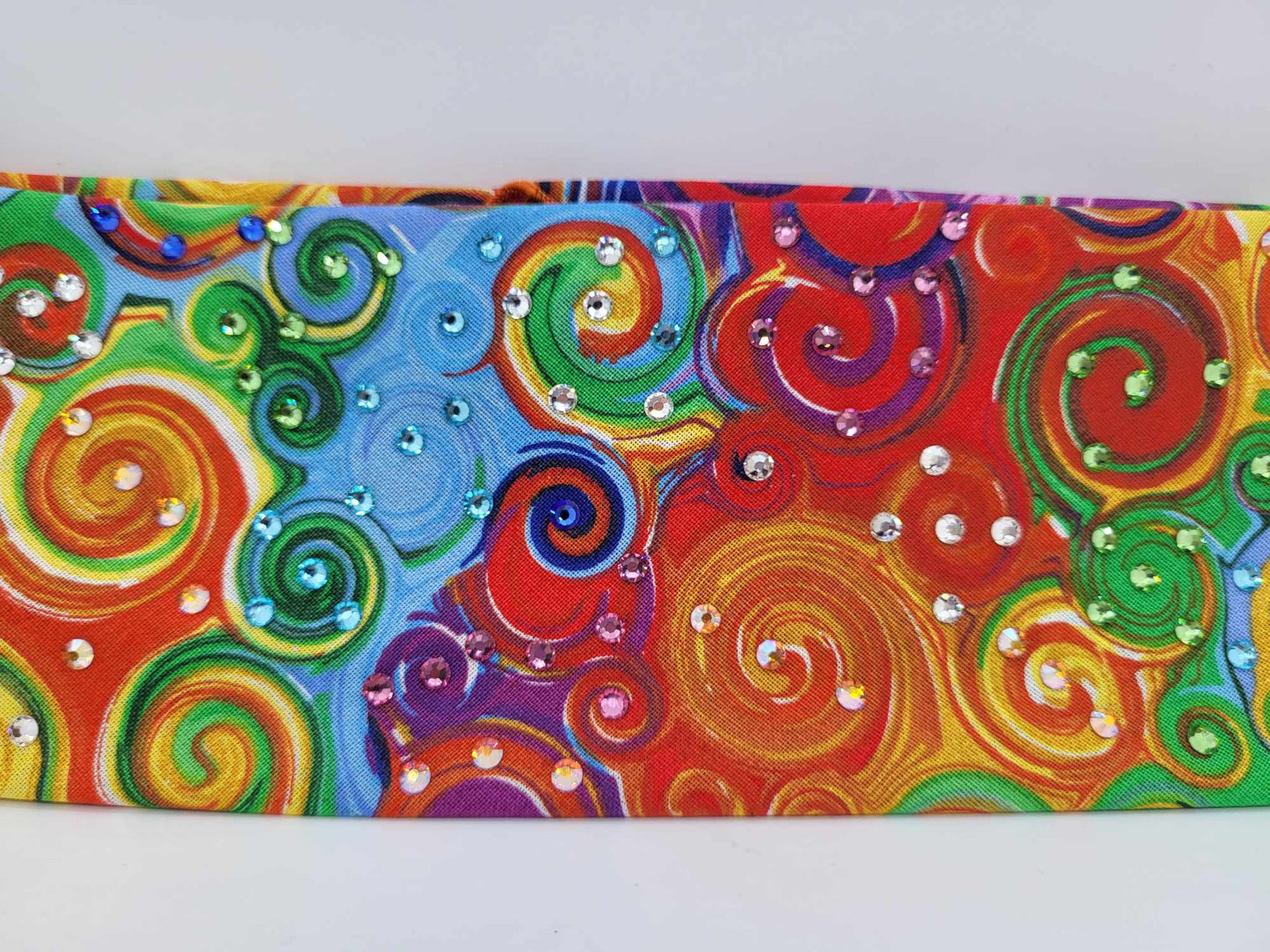 Colorful Scrolls Bandana with Multiple Colors of Austrian Crystals (Sku6148)
