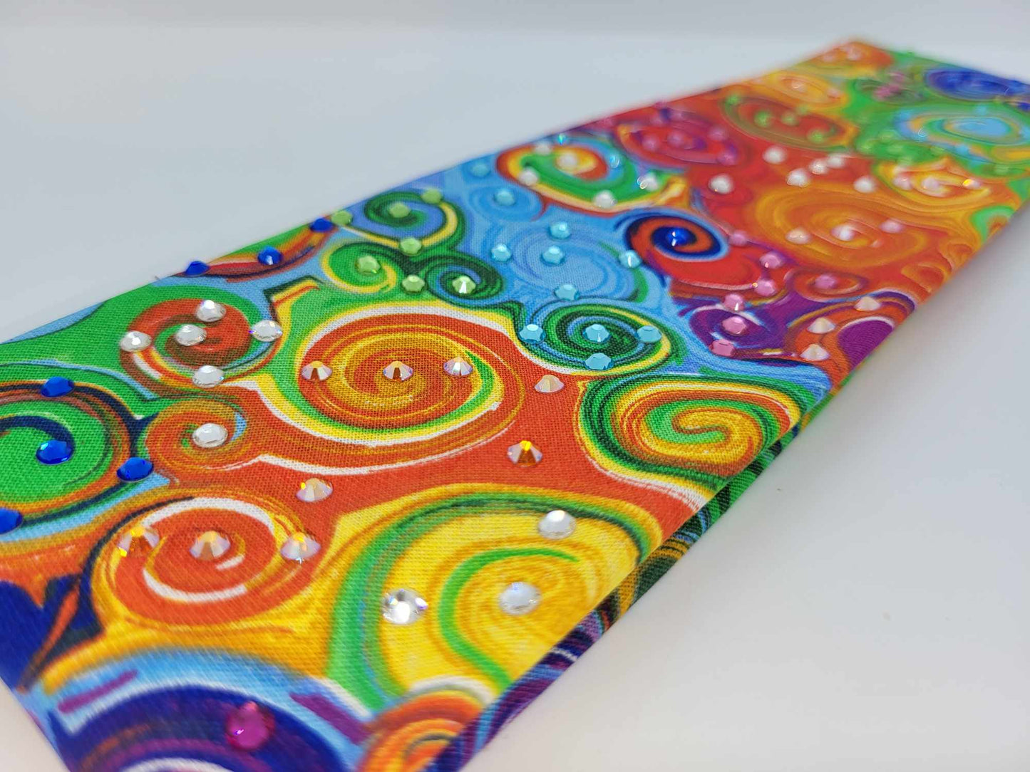 Colorful Scrolls Bandana with Multiple Colors of Austrian Crystals (Sku6148)