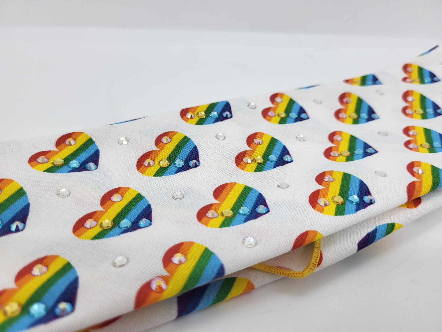 Rainbow Hearts Bandana with Multiple Colors of Austrian Crystals (Sku6155)