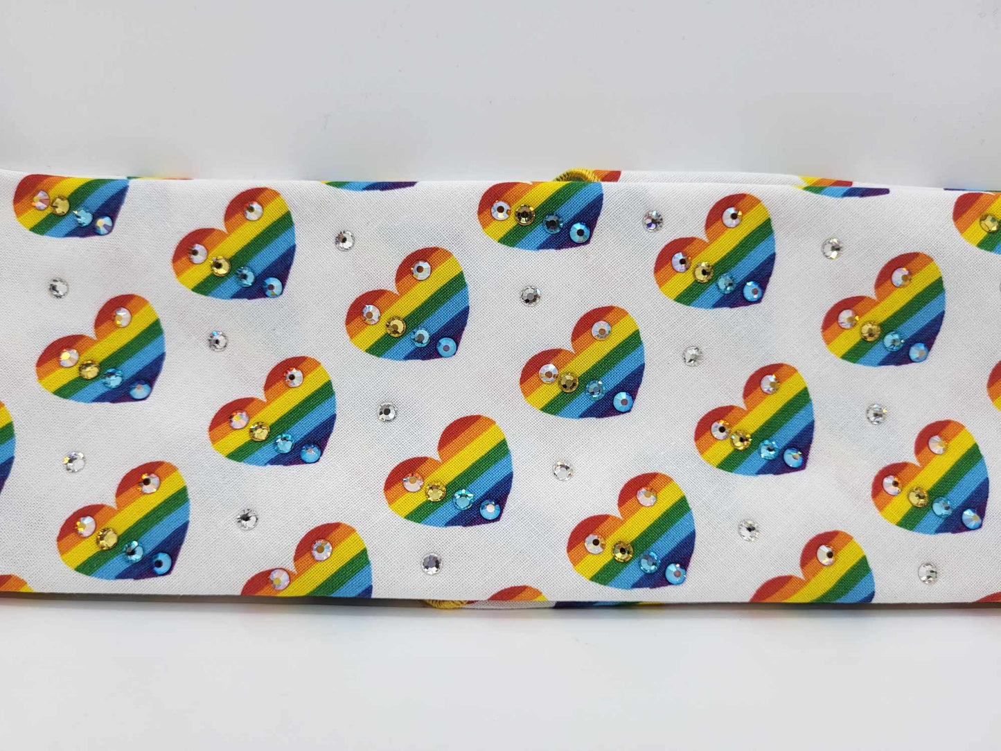 Rainbow Hearts Bandana with Multiple Colors of Austrian Crystals (Sku6155)