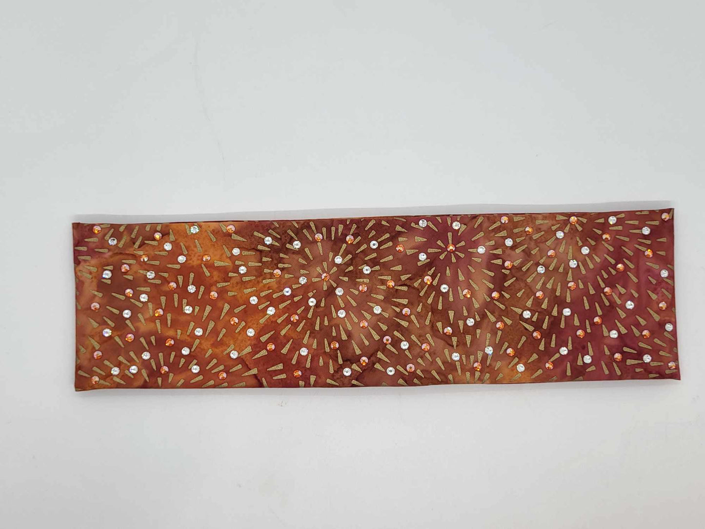 Gold Sun Burst on Orange with Sun Shimmer and Diamond Clear Austrian Crystals (Sku6157)
