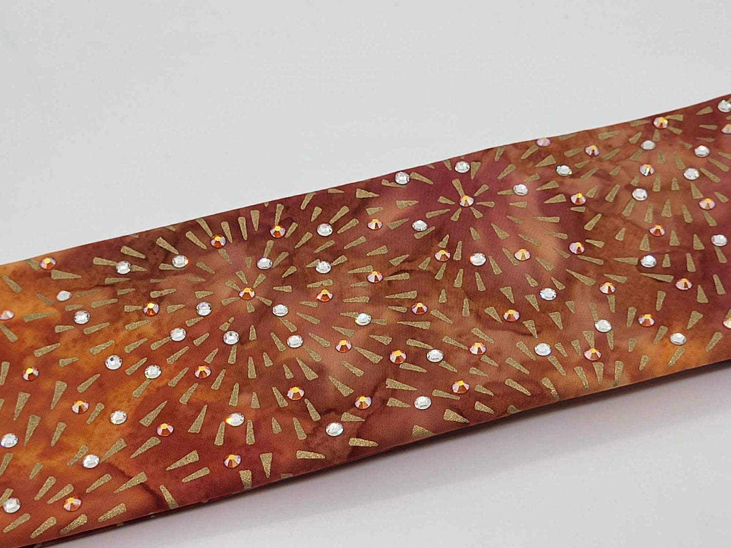 Gold Sun Burst on Orange with Sun Shimmer and Diamond Clear Austrian Crystals (Sku6157)