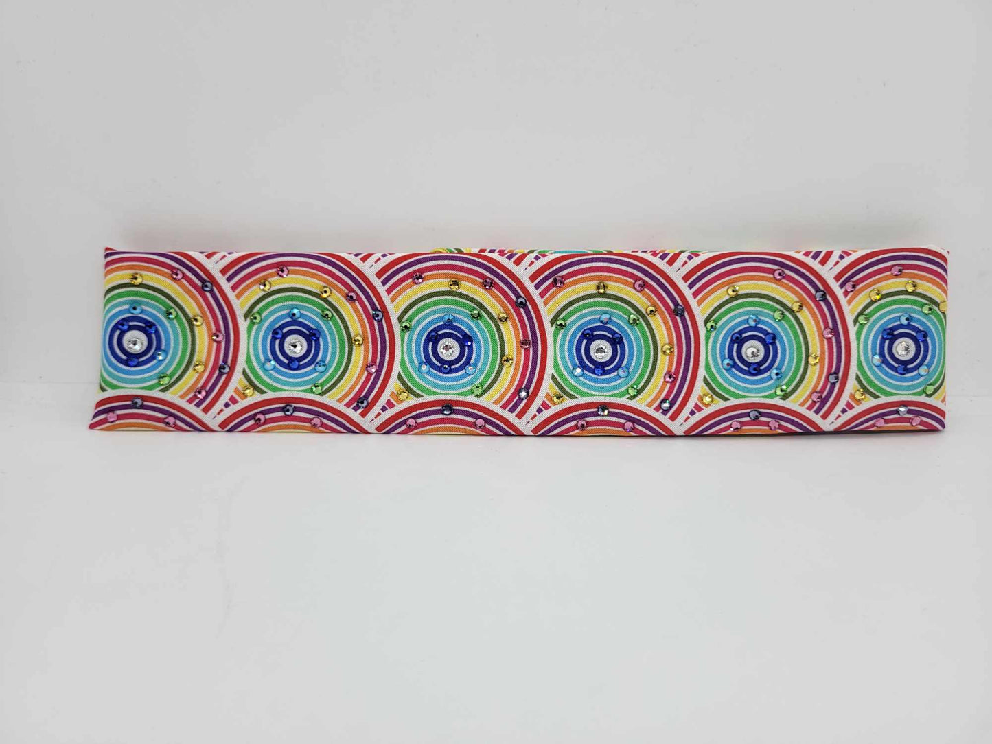 Narrow Rainbow Circles Bandana with Multiple Colors of Austrian Crystals (sku6164)