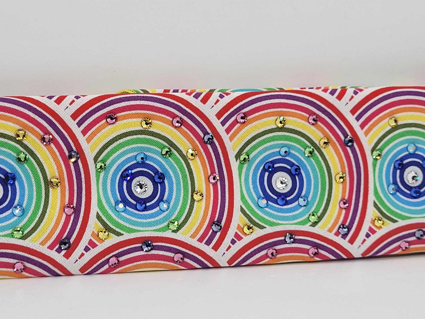 Narrow Rainbow Circles Bandana with Multiple Colors of Austrian Crystals (sku6164)