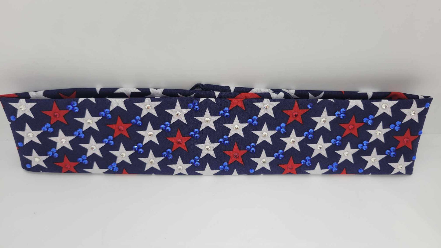 Narrow Stars Bandana with Red, Blue and Diamond Clear Austrian Crystals (sku6167)