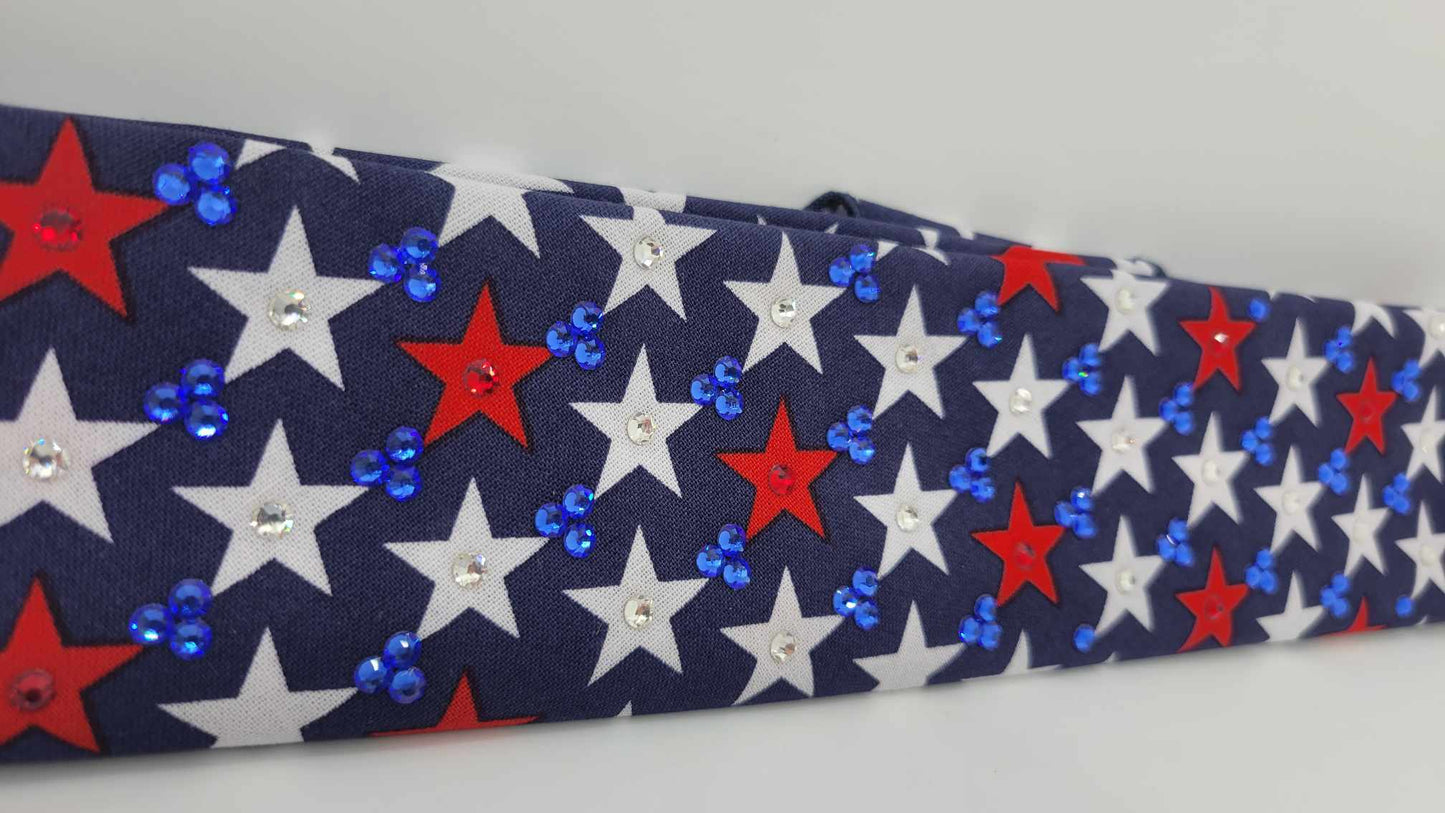 Narrow Stars Bandana with Red, Blue and Diamond Clear Austrian Crystals (sku6167)