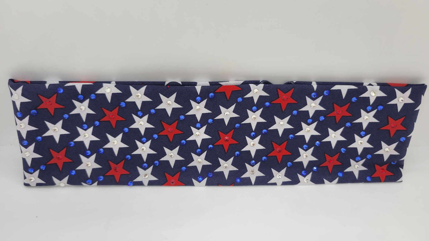 Stars Bandana with Red, Blue and Diamond Clear Austrian Crystals (Sku6168)