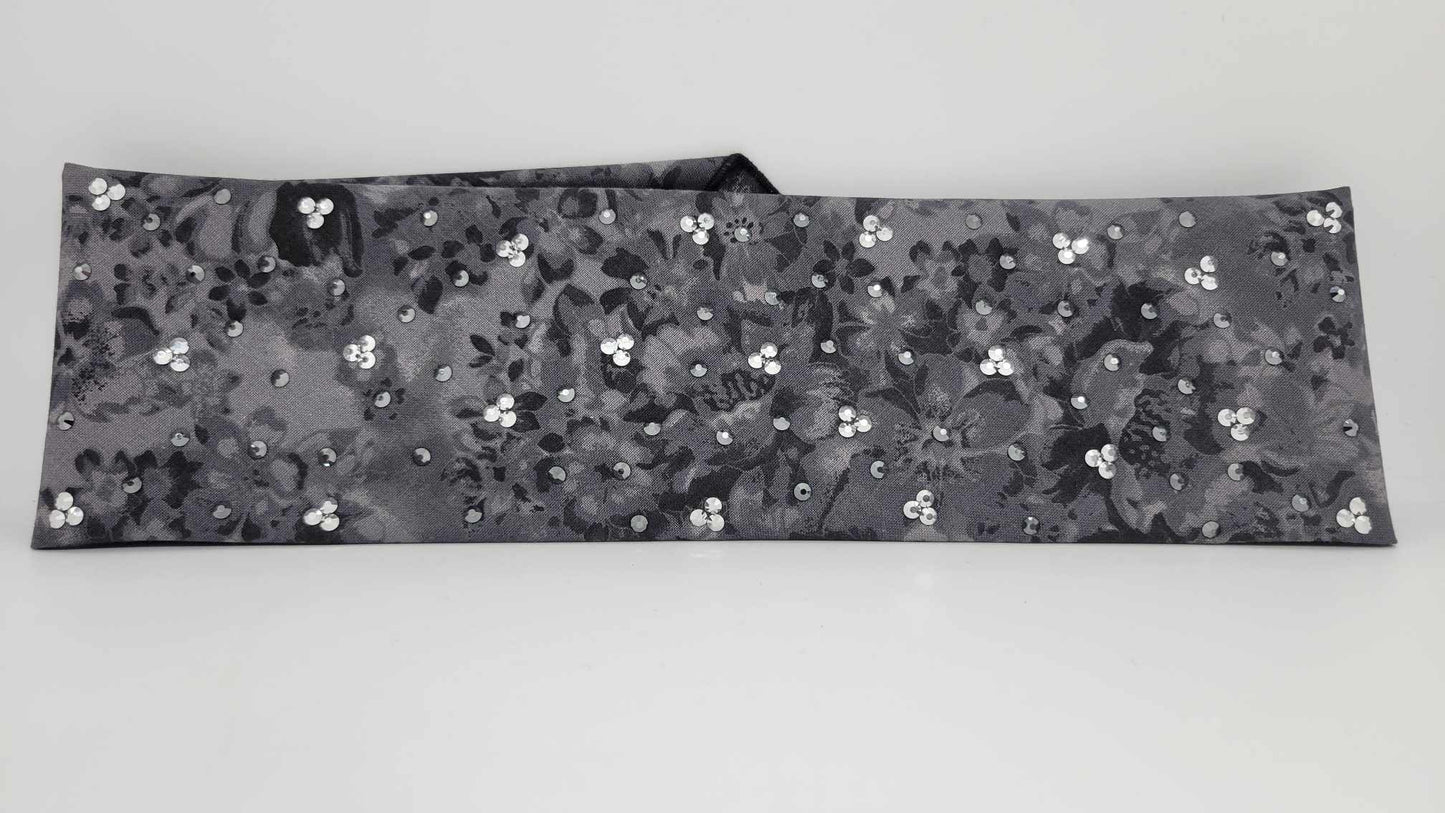 Black and Grey Flowers with Black and Chrome Austrian Crystals (Sku6182)