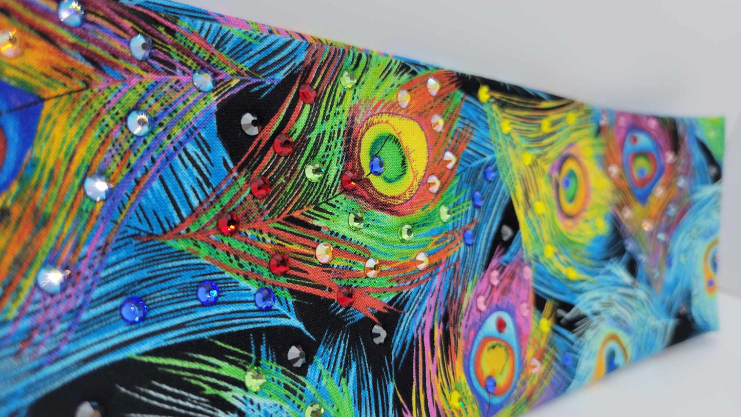 Peacock Feathers Bandana with Multiple Colors of Austrian Crystals (Sku6186)