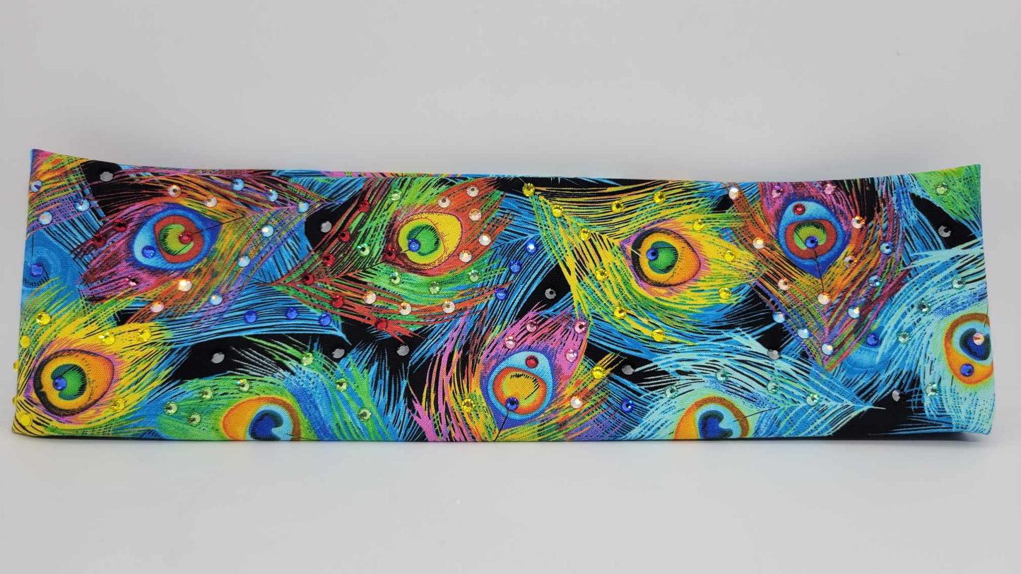 Peacock Feathers Bandana with Multiple Colors of Austrian Crystals (Sku6186)
