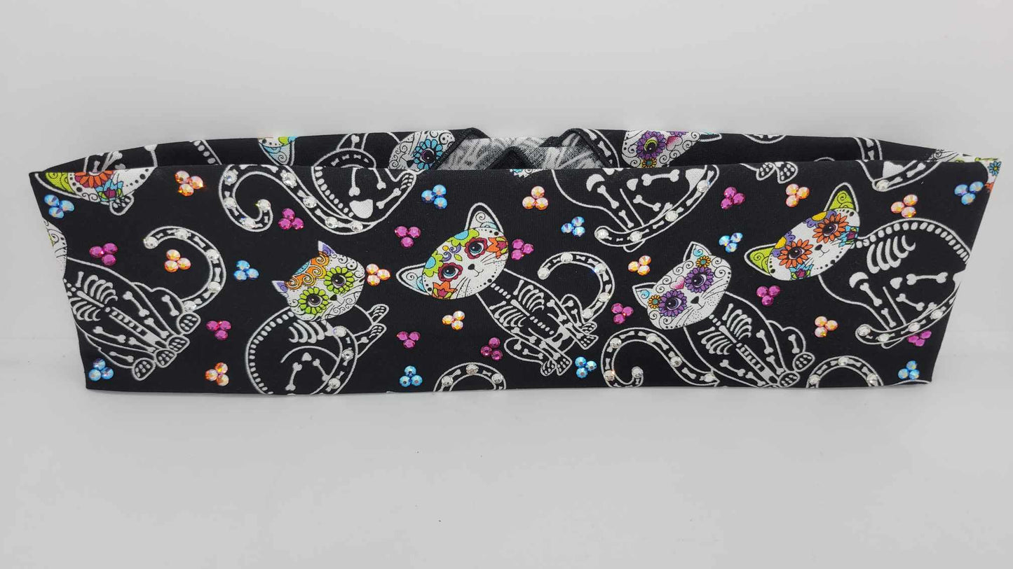 Skeleton Cats Bandana with Multiple Colors of Austrian Crystals (Sku6194)